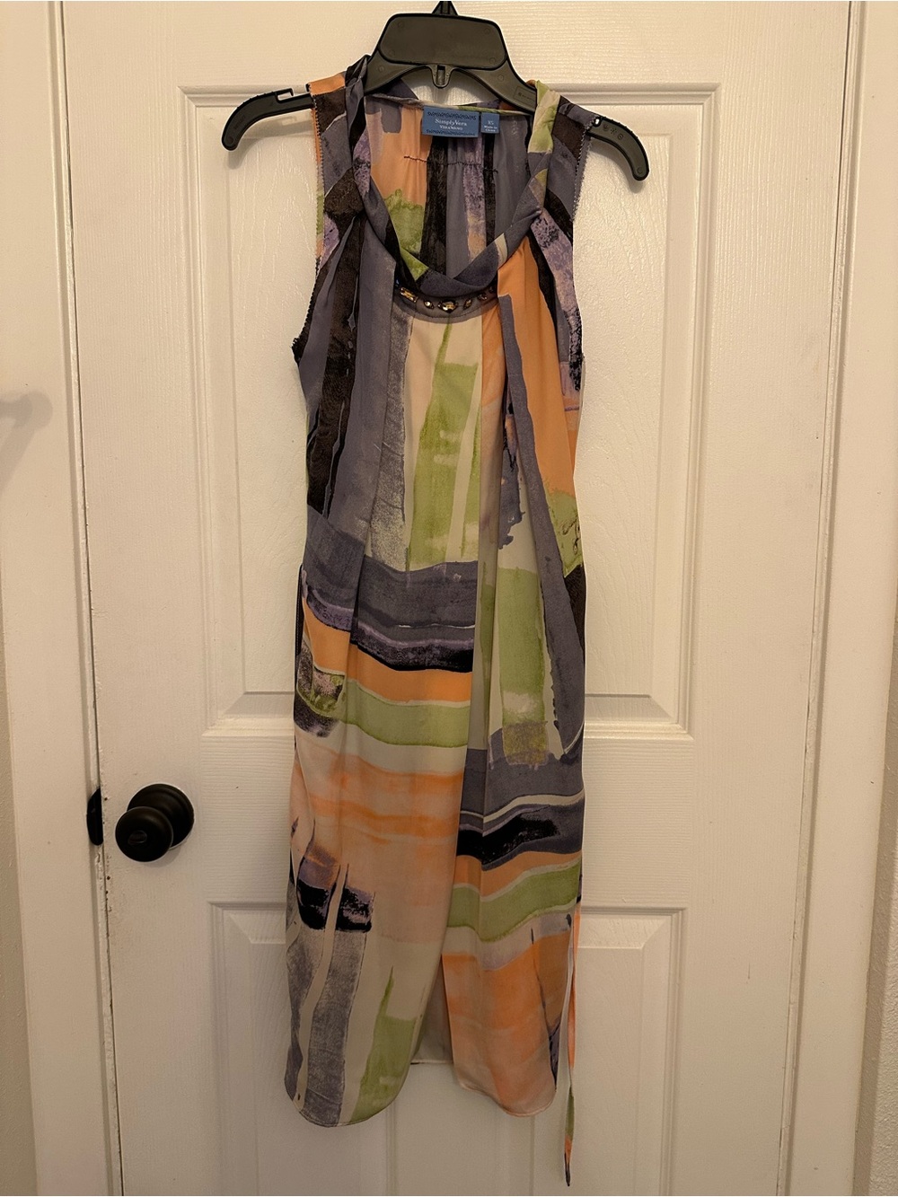 Simply Vera Wang Sleeveless Abstract Print w Rhinestone neckline & belt